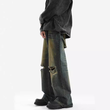 Muške traperice s rupama, lagani ljetni denim, američki street stil, nišni dizajn, izbrušeni efekt, opušten kroj ravnih nogavica