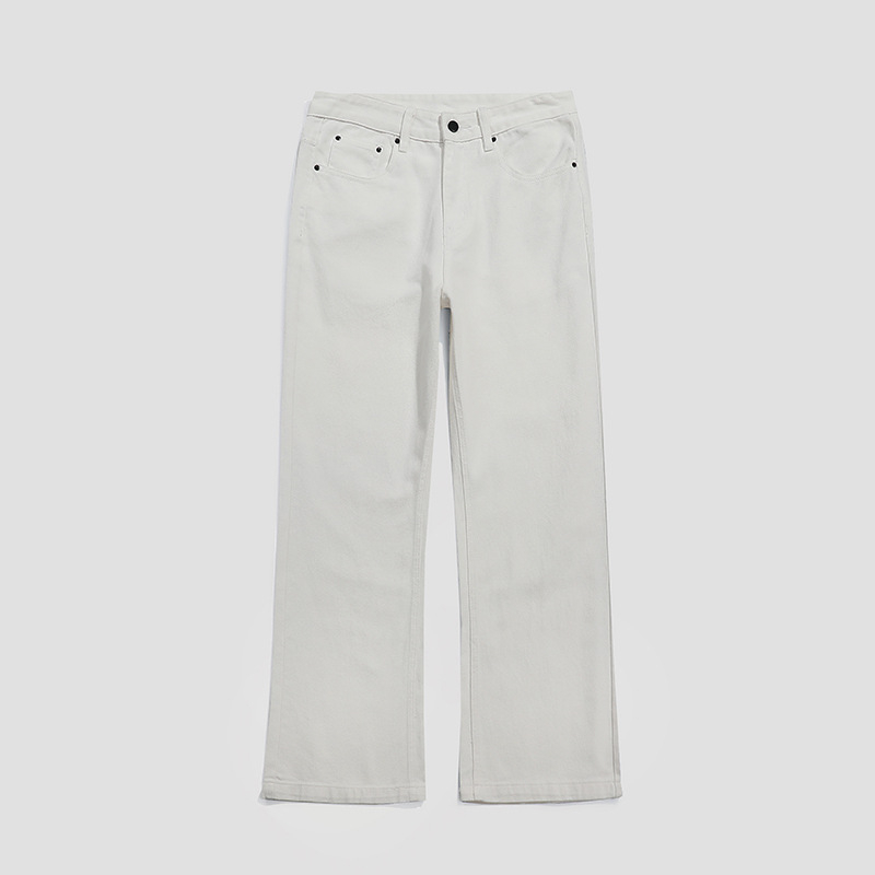 GTRG muške bijele denim hlače, široke nogavice, ravni kroj, casual