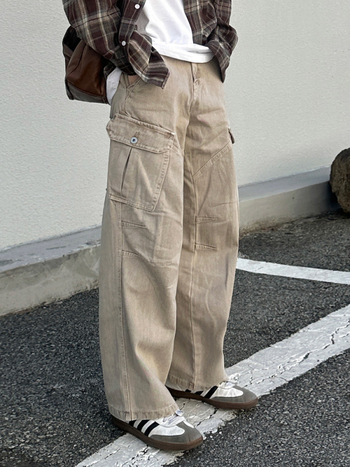 Myq Muške traperice u stilu Workwear za jesen, opuštena regularna kroj, ravne široke nogavice, korejski stil, svestrane hlače