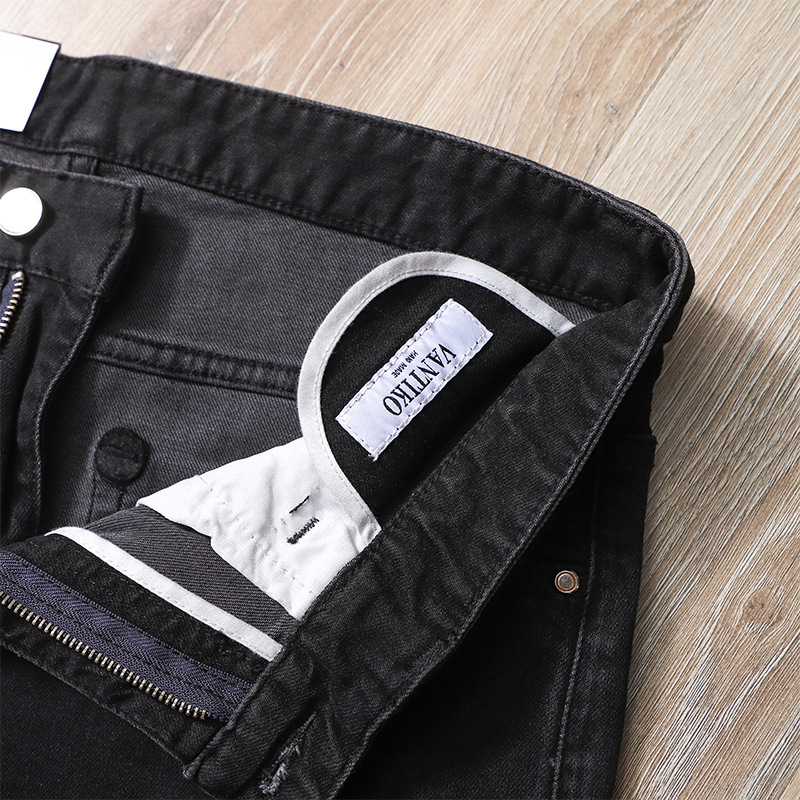 Muške traperice ravnog kroja u High Street stilu, crne, cijelo godišnje nošenje, premium pamuk denim, 2025