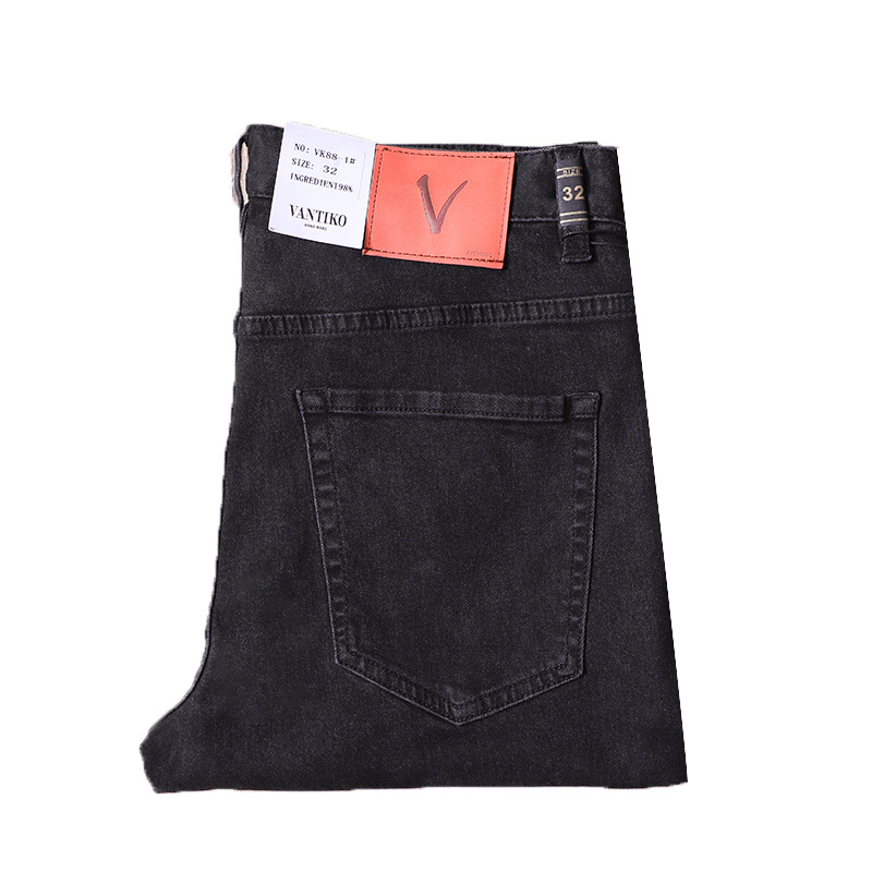 Muške traperice ravnog kroja u High Street stilu, crne, cijelo godišnje nošenje, premium pamuk denim, 2025