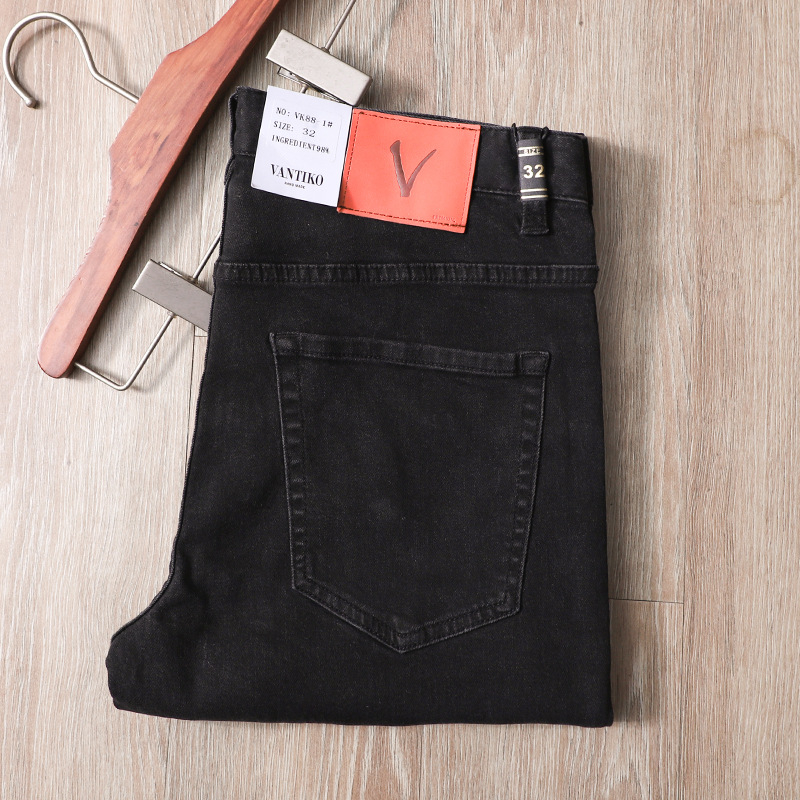 Muške traperice ravnog kroja u High Street stilu, crne, cijelo godišnje nošenje, premium pamuk denim, 2025