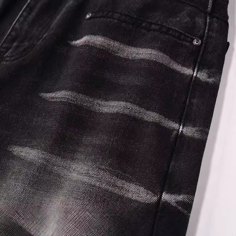 Muške traperice tie-dye pranjem, distresirane, ravne nogavice, slobodan kroj, casual američki retro stil