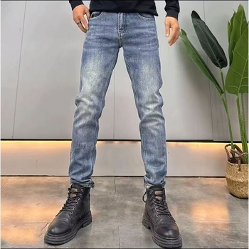 Луксозни мъжки дънки в ретро стил, леко еластични, кройка Slim Straight, casual и универсални за пролет и есен