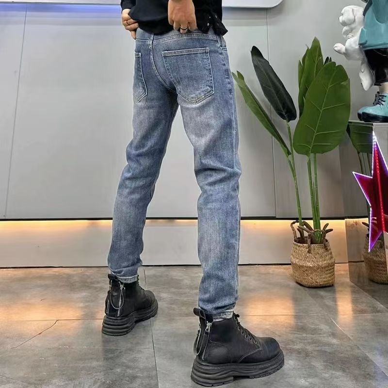 Луксозни мъжки дънки в ретро стил, леко еластични, кройка Slim Straight, casual и универсални за пролет и есен