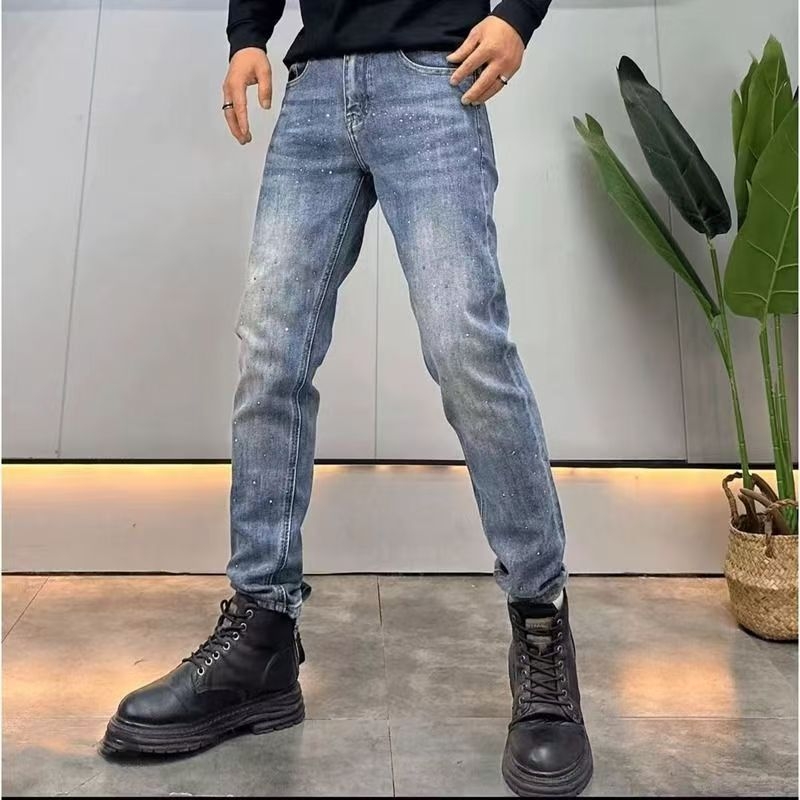 Луксозни мъжки дънки в ретро стил, леко еластични, кройка Slim Straight, casual и универсални за пролет и есен