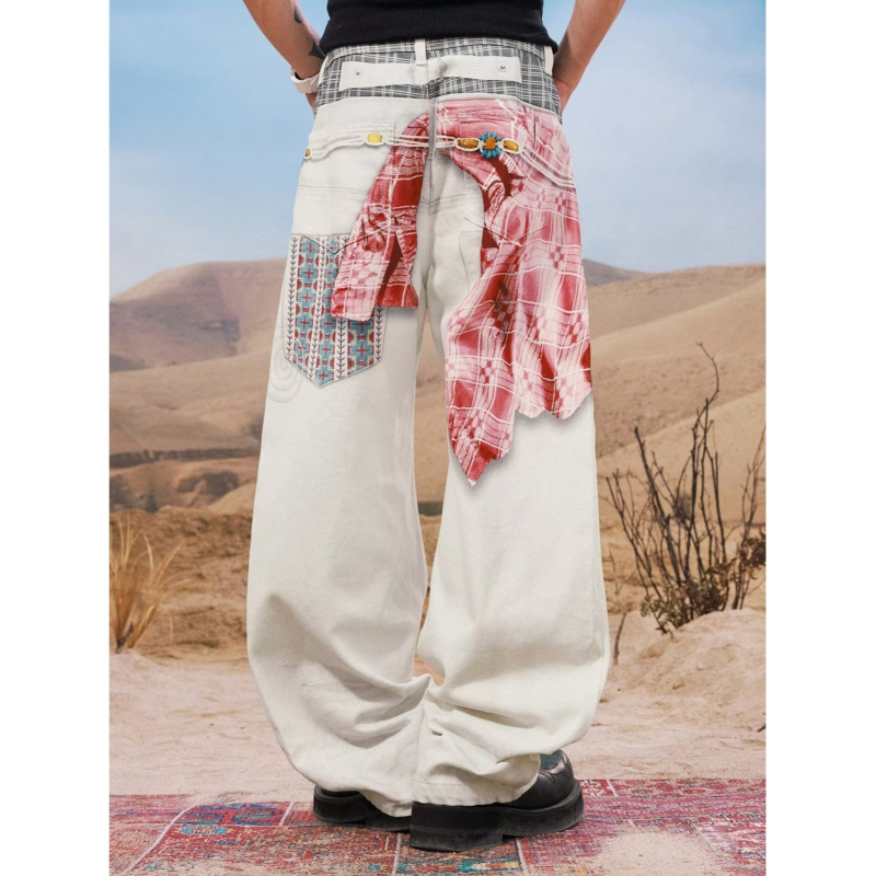 Američke retro izvezeni ravne džinse za muškarce, udoban slobodan kroj, gradski stil.