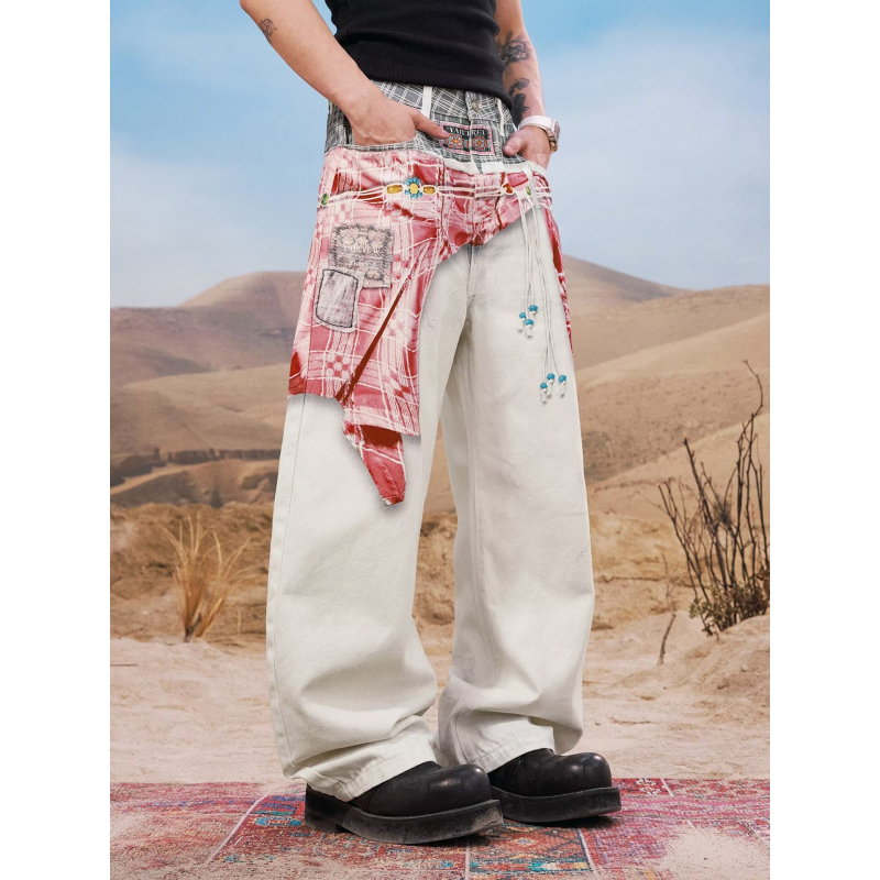Američke retro izvezeni ravne džinse za muškarce, udoban slobodan kroj, gradski stil.