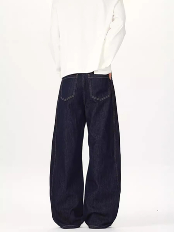 LKTM denim farmernadrág, amerikai stílus, egyszerű dizájn, természetes denim szín, uniszex, laza egyenes szabás
