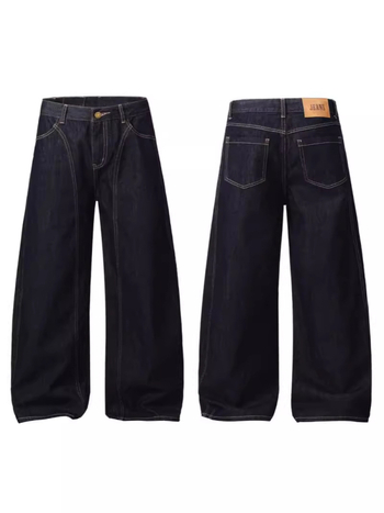 LKTM denim farmernadrág, amerikai stílus, egyszerű dizájn, természetes denim szín, uniszex, laza egyenes szabás