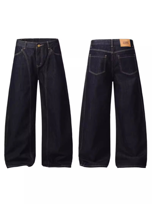 LKTM denim farmernadrág, amerikai stílus, egyszerű dizájn, természetes denim szín, uniszex, laza egyenes szabás