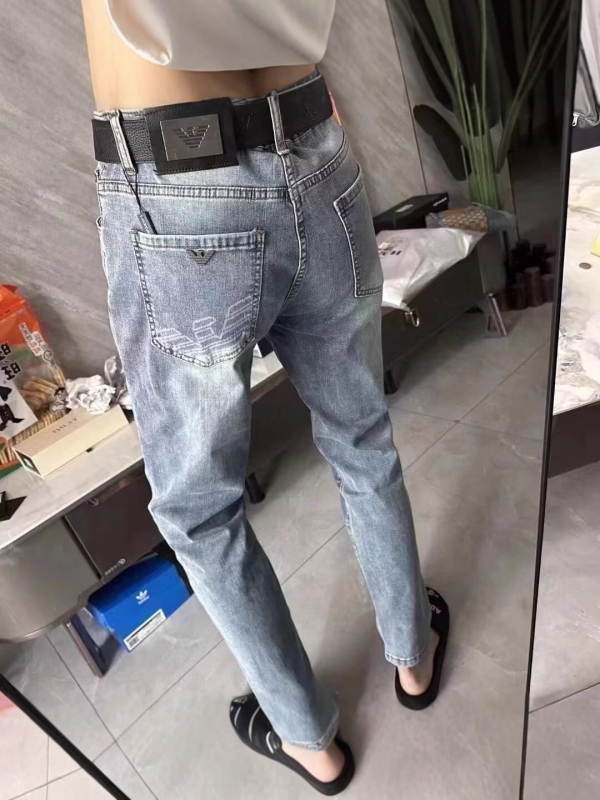 Мъжки дънки Eagle - висок клас модни, еластични, Slim Straight деним