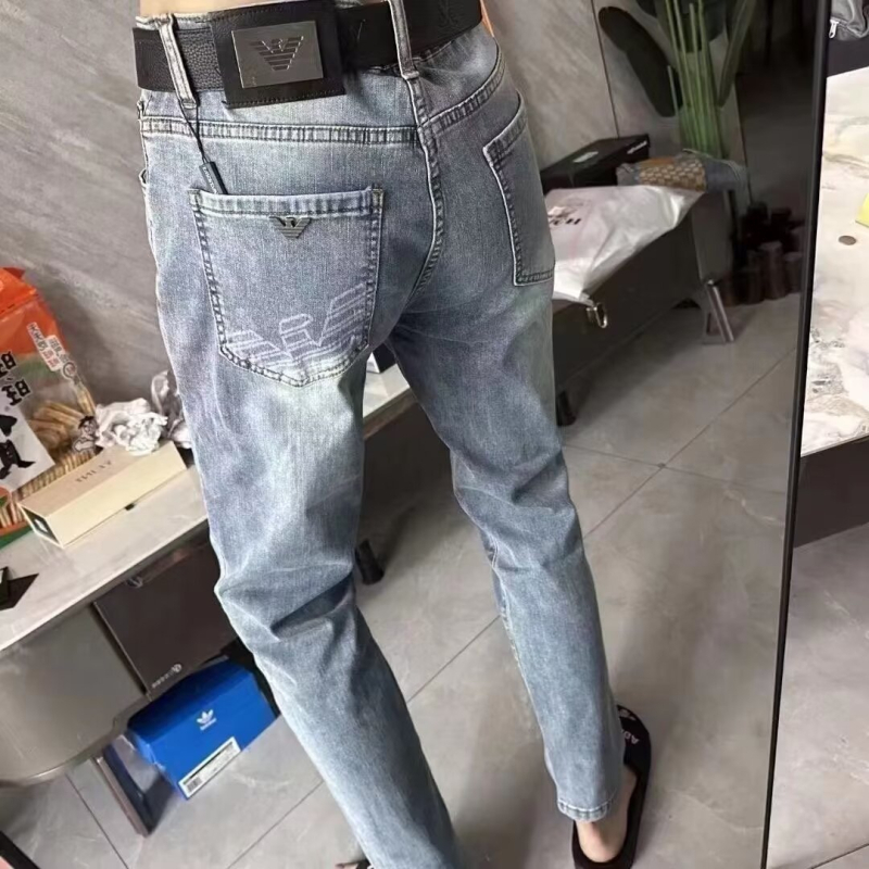 Мъжки дънки Eagle - висок клас модни, еластични, Slim Straight деним