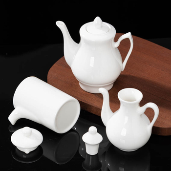 Bijeli keramički set posuda za začine: ulje, ocat, sojin sos i posudice za umake, 120–350 ml