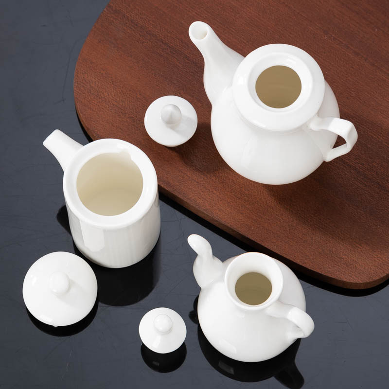 Bijeli keramički set posuda za začine: ulje, ocat, sojin sos i posudice za umake, 120–350 ml