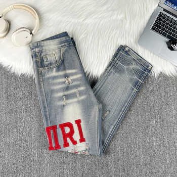 Muške traperice s patchworkom i vezom, vintage stil, slim fit, ravni kroj, svakodnevni casual za proljeće i jesen