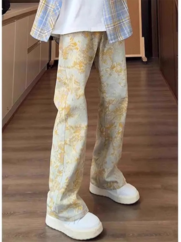 Премиум жакард дънки Bootcut за мъже, американски стил, Cleanfit тясна права кройка