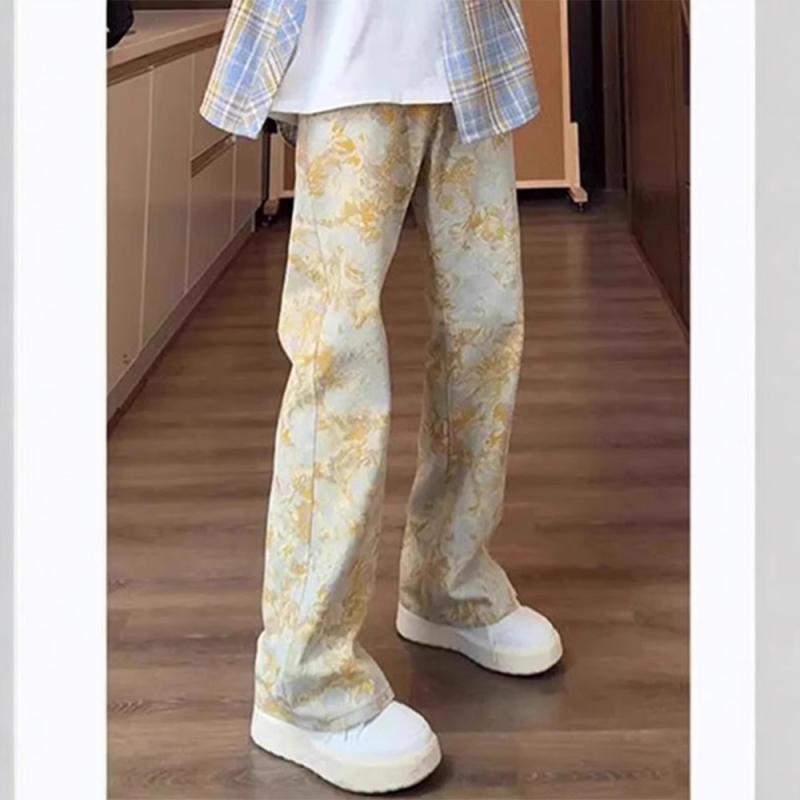 Премиум жакард дънки Bootcut за мъже, американски стил, Cleanfit тясна права кройка