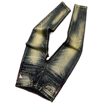 Muške premium traperice, jesensko-zimski stil, oprano pranje, uski ravni kroj s elastanom