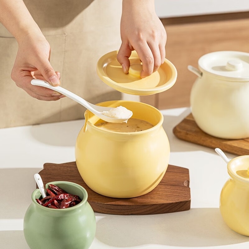 Keramička staklenka za med s prilagođenim logom, kuhinjska staklenka za začine i chilli ulje sa žličicom, stil nacionalnog trenda, zapremine 700 ml, 400 ml, 1200 ml, 1450 ml