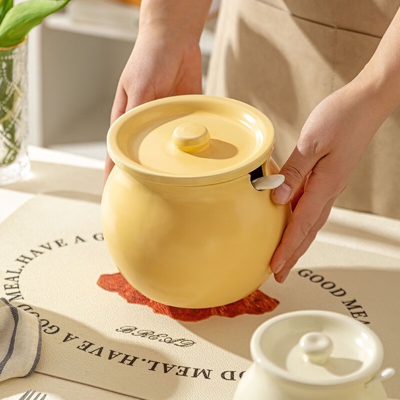 Keramička staklenka za med s prilagođenim logom, kuhinjska staklenka za začine i chilli ulje sa žličicom, stil nacionalnog trenda, zapremine 700 ml, 400 ml, 1200 ml, 1450 ml