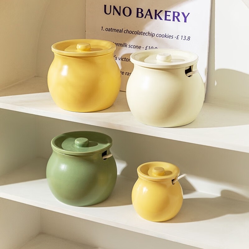 Keramička staklenka za med s prilagođenim logom, kuhinjska staklenka za začine i chilli ulje sa žličicom, stil nacionalnog trenda, zapremine 700 ml, 400 ml, 1200 ml, 1450 ml