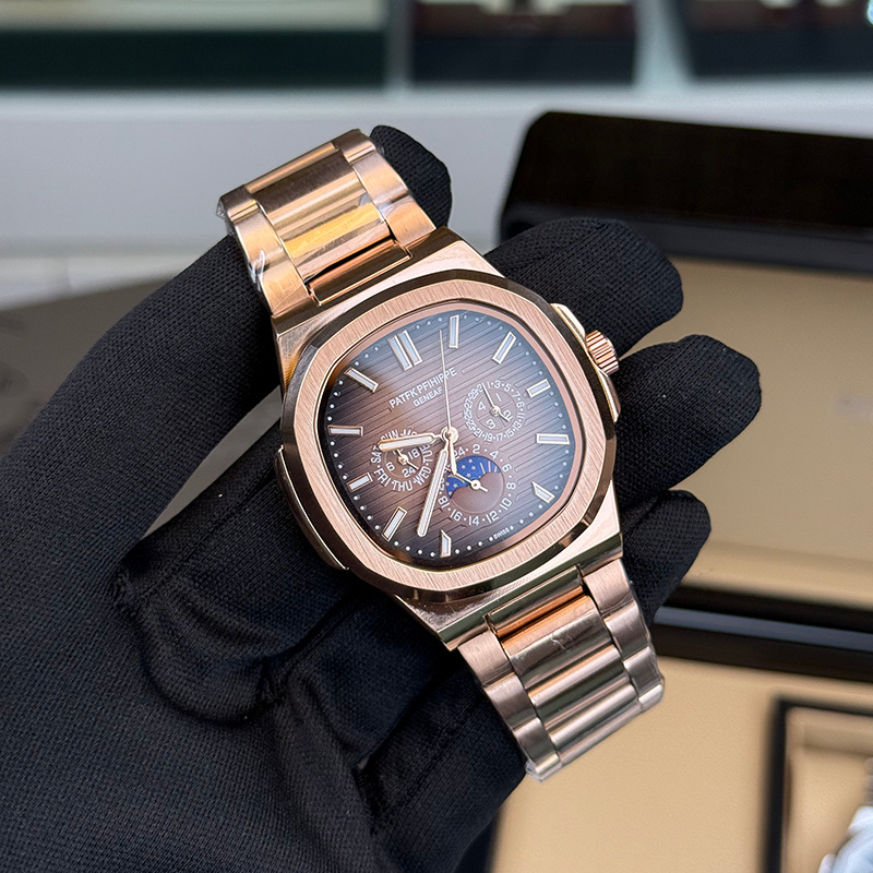 PATFK Nautilus replika pánske automatické mechanické hodinky, svetelný ciferník, vodotesné do 50 m, safírové sklo, puzdro zliatina, remienok z nerezovej ocele, 40 mm