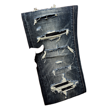 Мъжки дънки в корейски стил, разкъсани участъци и нашивки, Slim Fit, еластичен деним за есен-зима