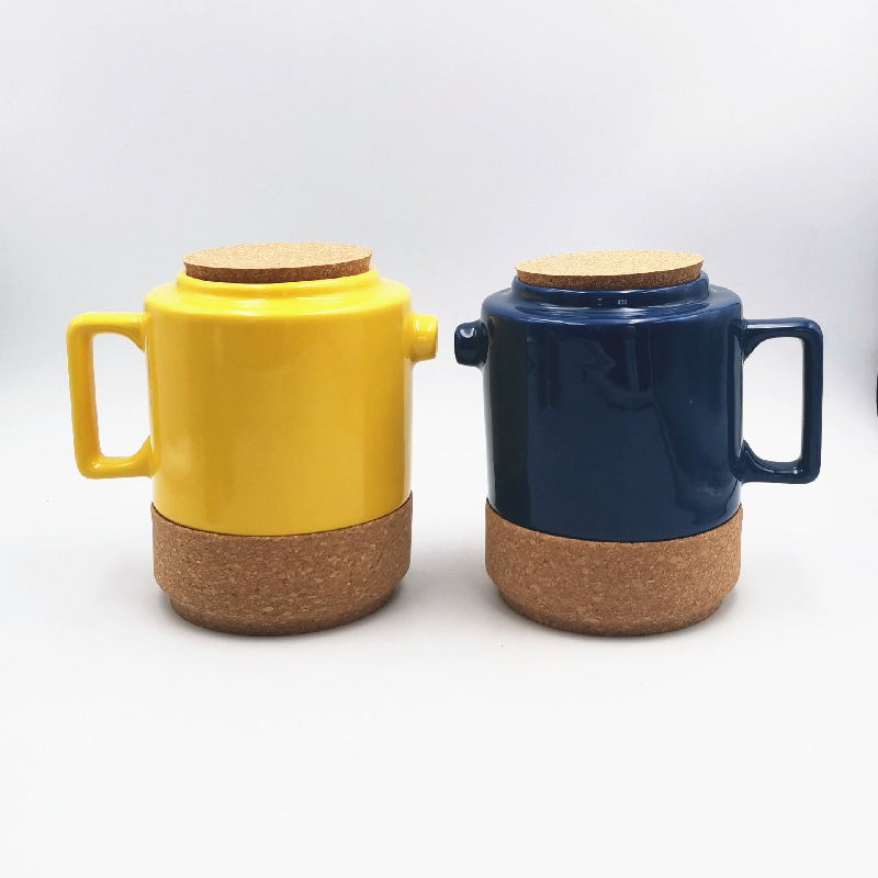 Prilagođena bijela keramička posuda za ulje s glazuroum, 1 L, čep od pluta, moderni minimalistički dizajn