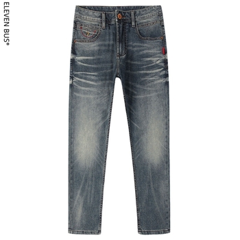 Muške traperice od denima, slim-straight kroj, vintage oprano, srednji obim, lagano elastične