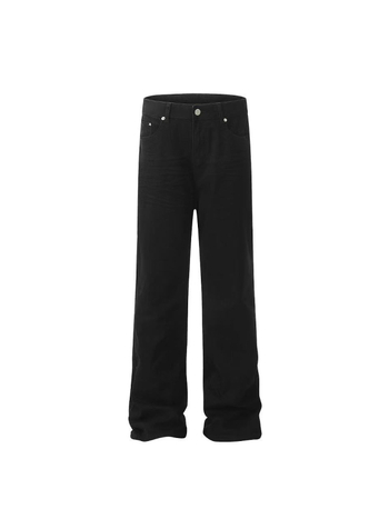 Muške Cleanfit traperice, crni denim, ravni kroj s blagim izbočenjem u donjem kraju, srednji pojas, zip, pamuk