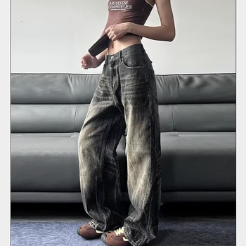 Muške vintage traperice s pranjem i whisker fade efektom, urbani stil, slim fit i ravni kroj