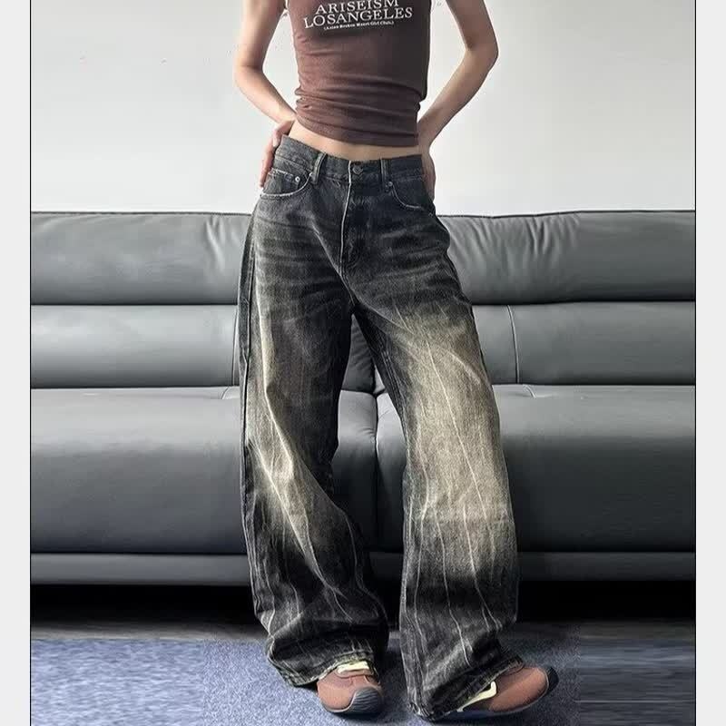 Muške vintage traperice s pranjem i whisker fade efektom, urbani stil, slim fit i ravni kroj