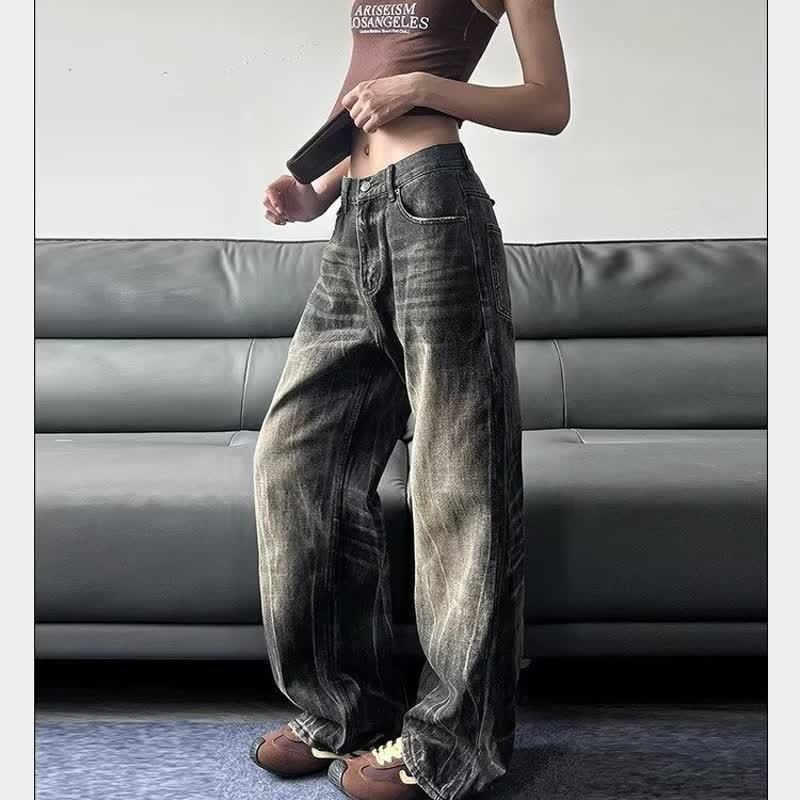 Muške vintage traperice s pranjem i whisker fade efektom, urbani stil, slim fit i ravni kroj