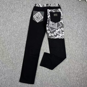 DG Dujia 24SS Muške traperice s printom, slim/straight kroj, patchwork detalji