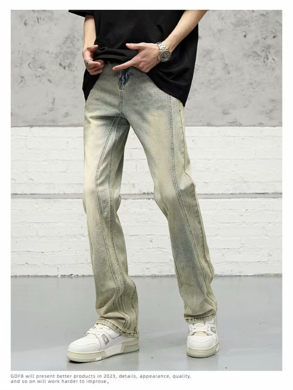 Muške traperice u korejskom stilu, straight kroj, slim fit, udoban stretch, za proljeće i jesen