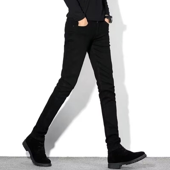 Мъжки Slim-Fit дънки, светъл цвят, дишащи, ежедневен стил, с прав крак.