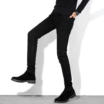 Мъжки Slim-Fit дънки, светъл цвят, дишащи, ежедневен стил, с прав крак.