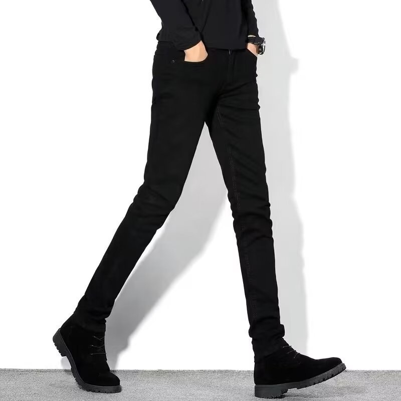 Мъжки Slim-Fit дънки, светъл цвят, дишащи, ежедневен стил, с прав крак.