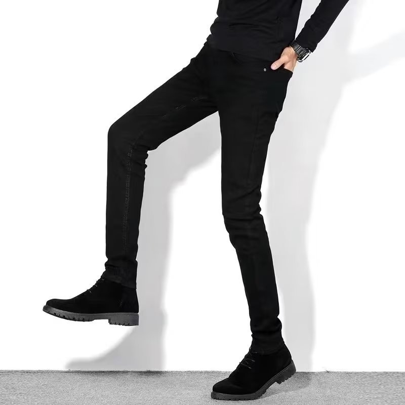 Мъжки Slim-Fit дънки, светъл цвят, дишащи, ежедневен стил, с прав крак.
