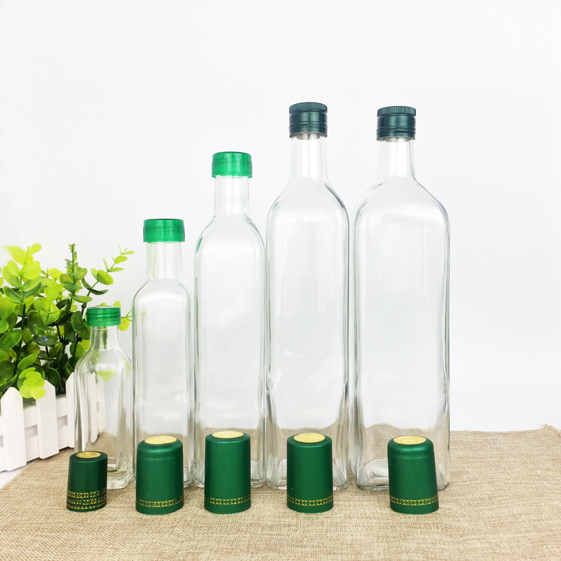 Прозрачен стъклен бутил за масла и подправки, 250 ml, с персонализирано лого