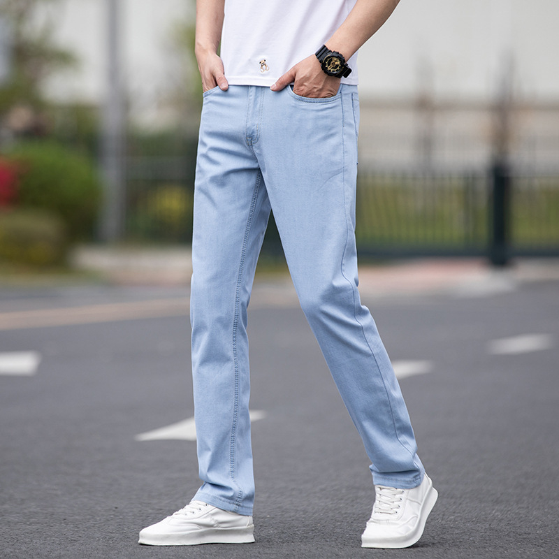 Мъжки дънки деним, право кроене, slim fit, корейски стил, ежедневни дънки