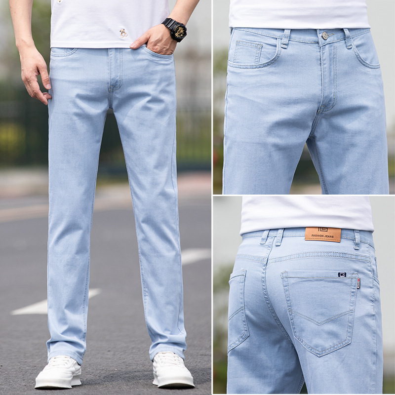 Мъжки дънки деним, право кроене, slim fit, корейски стил, ежедневни дънки
