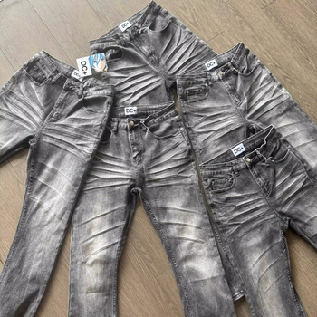 Американски уличен стил Cleanfit, Slim-Fit дънки с еластичност и ефект whisker, тежко пране за есен