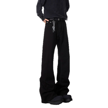 Muške bootcut hlače crne boje, s blagim izduženjem nogavica, američki stil slim straight
