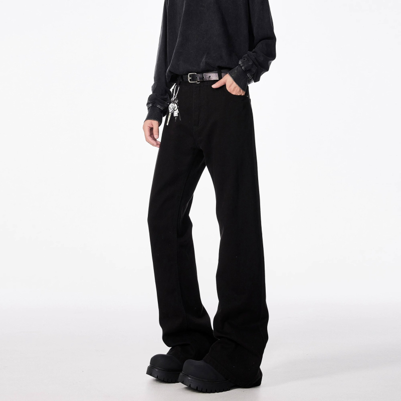 Muške bootcut hlače crne boje, s blagim izduženjem nogavica, američki stil slim straight