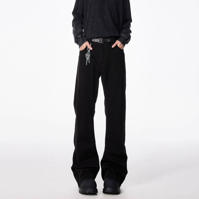 Muške bootcut hlače crne boje, s blagim izduženjem nogavica, američki stil slim straight