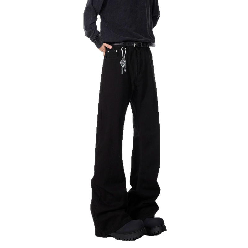 Muške bootcut hlače crne boje, s blagim izduženjem nogavica, američki stil slim straight