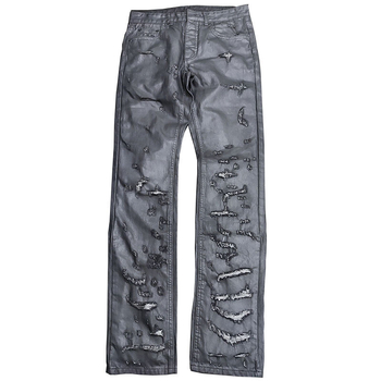 Pantalone u vinil stilu s oštećenim voskom premazom, poderane, oprane, slim fit, na skladištu