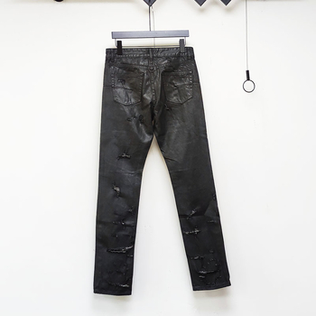 Pantalone u vinil stilu s oštećenim voskom premazom, poderane, oprane, slim fit, na skladištu